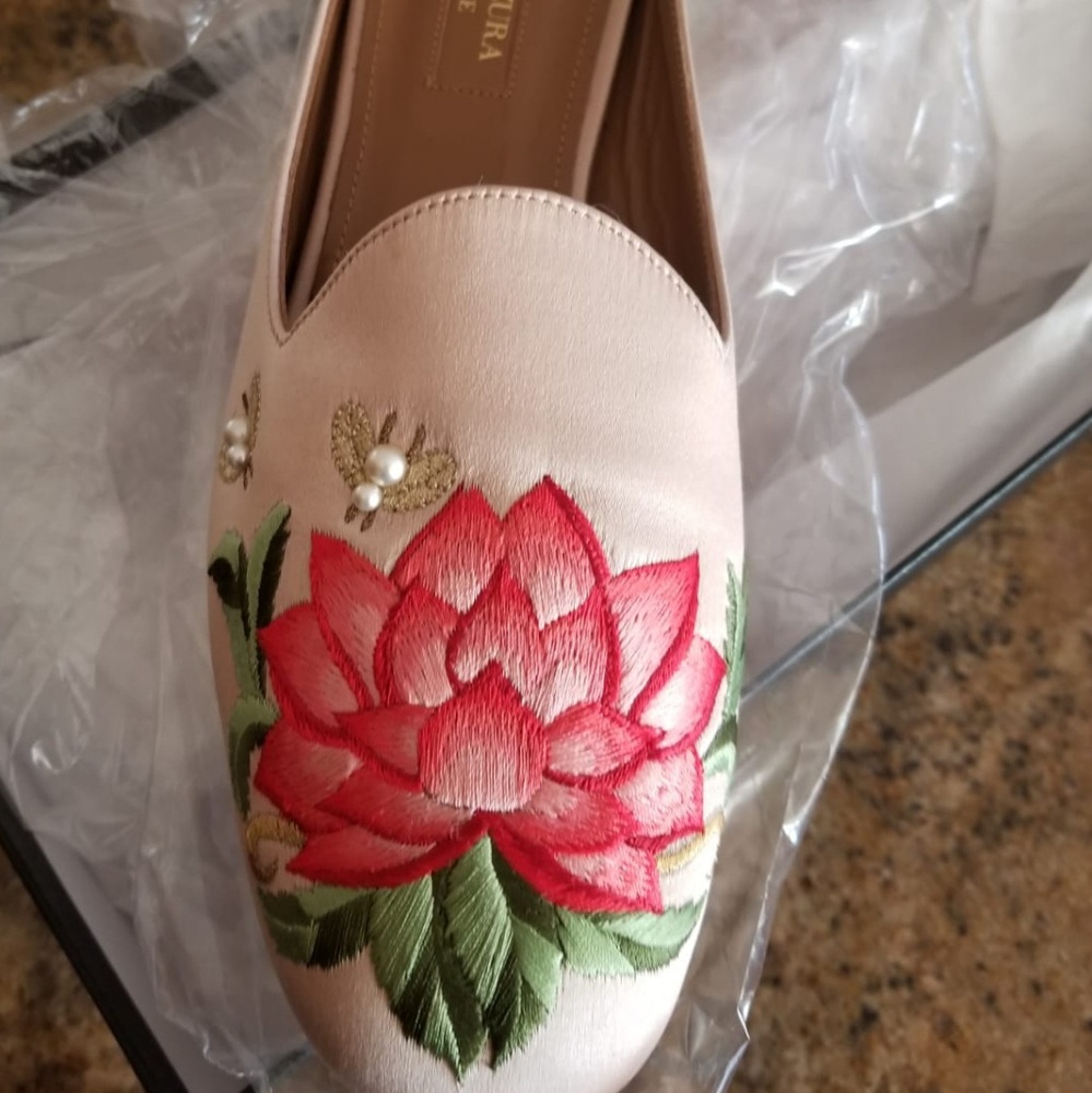 Aquazzura Embroidered Silk Shoes